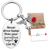 1 x Brand New Aotoyou keychain with engraving driver lucky charm pendant gift with greeting card kraft paper envelope for men women novice drivers - RRP €27.6