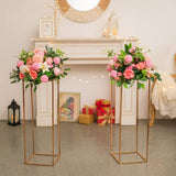 1 x RAW Customer Returns Sziqiqi 60cm Metal Golden Rectangular Vases with Plate Wedding Table - 2 Pack Tall Vase Flower Column Stand for Flower Arrangements, Large Flower Vases for Wedding Parties Street Guides - RRP €61.95