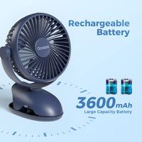 1 x RAW Customer Returns OCOOPA Table Fan Clip Stroller Fan with 3600mAh Battery, Quiet Portable Mini USB Fan, 360 Rotation Rechargeable Table Fan with 3 Speeds for Car, Office, Camping - RRP €30.24