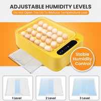 1 x RAW Customer Returns Automatic 24 Egg Incubator with Digital Display, LED Lighting, Automatic Egg Turning, External Water Addition, Efficient and Intelligent Temperature and Humidity Control Yellow - RRP €99.82