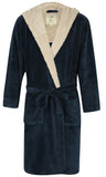 1 x RAW Customer Returns John Christian Men s Warm Fleece Dressing Gown with Hood - Blue Grey XXL  - RRP €45.99