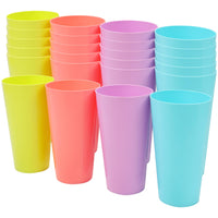 1 x RAW Customer Returns BELLE VOUS Pack of 24 Colorful Plastic Cups - 600 ml Reusable Cups in 4 Colors - Hard Plastic Cups for Parties, Camping, BBQs, Picnic, Beach - Dishwasher Safe, BPA Free - RRP €37.85