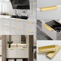 1 x RAW Customer Returns LONTAN 10pcs Handles Gold Concealed 128mm Cabinet Handles Hidden Kitchen Handles Concealed Furniture Handles Hidden Handles for Kitchen Cabinets Curved Aluminum Drawer Handle - RRP €23.89