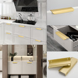 1 x RAW Customer Returns LONTAN 10pcs Handles Gold Concealed 128mm Cabinet Handles Hidden Kitchen Handles Concealed Furniture Handles Hidden Handles for Kitchen Cabinets Curved Aluminum Drawer Handle - RRP €23.89