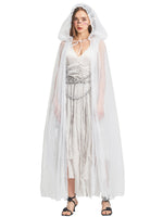 1 x RAW Customer Returns IKALI Women s Chain Bride Costume Deluxe Halloween Fancy Dress Outfit Ghost Grave Bride with Hood Mesh Cape Chain Long Dress L - RRP €39.31