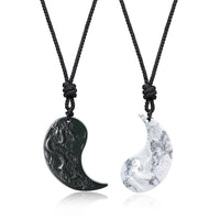 1 x RAW Customer Returns COAI Yin Yang Dragon and Phoenix Pendants in Obsidian and Howlite, Necklace with Adjustable Pendants for Lovers Couples - RRP €35.29