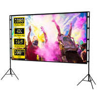 1 x RAW Customer Returns Projector Screen with Stand, Portable Projector Screen 16 9 4K HD Projections Movies Screen with Carrying Bag for Indoor Outdoor Home Theater Backyard Cinema Travel 100-4k-2  - RRP €31.87