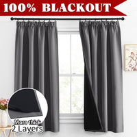 1 x RAW Customer Returns PONY DANCE Double Layer Curtains Opaque Thermal Curtain Heat Protection Gathering Tape Curtains 2-Set H 160 x W 140 cm Blackout Curtain Gray Bedroom Curtains - RRP €41.29