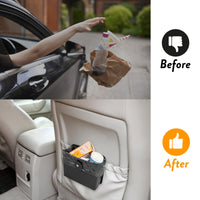 1 x Brand New TAOPE Car Trash Can, Small Waterproof Leather Car Trash Can for SUV Truck Minivan, Multifunctional Hanging Car Storage Bag for Storing Umbrellas Drinks -Black - RRP €19.2