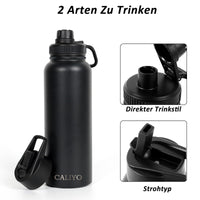 1 x RAW Customer Returns CALIYO thermos bottle, drinking bottle stainless steel high capacity, thermos bottles direct drinking type straw type, water bottle stainless steel insulated bottle keep warm for 6-12 hours, thermos flask 950ML 1150ML - RRP €20.16