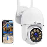 1 x RAW Customer Returns Topodome 1080P Outdoor Indoor Wi-Fi Camera, WiFi Surveillance Camera with Human Detection, 360 Degree PTZ Auto Tacking, 25m Infrared and Color Night Vision, IP66 Two-Way Audio - RRP €36.99