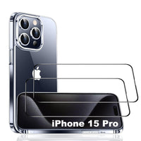 1 x Brand New SEVNDE for iPhone 15 Pro armored protective glass, 3 in 1 HD Clear - anti-fingerprint - 2 pieces for iPhone 15 Pro tempered glass protective film with 1 case for iPhone 15 Pro - RRP €15.98