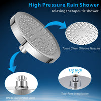 1 x RAW Customer Returns Voolan High Pressure Shower Head, 15cm Fixed Shower Head, Luxury Chrome Finish, Angle Adjustment and Easy Installation in 1 Min Without Tools Required, Round - RRP €18.68