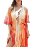 1 x Brand New Ferand Women s Swimsuit Cover Up Swimsuit Kimono Long Bikini Swimwear with Stylish Gradient, One Size, Orange - RRP €27.6