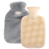 1 x Brand New 2L Hot Water Bottle with Soft Cover, Hot Water Bottle, Hot Water Bottle with Cover, Natural Rubber Bottle, Large Hot Water Bottle, Hot Water Bottle Cover for Gift Ideal for Women, Men and Children Light Grey  - RRP €14.11