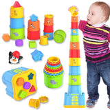 1 x RAW Customer Returns MOONTOY stacking cup baby, stacking tower, stacking cube from 12 months children s toy, Montessori toy from 1-6 year, bathtub and sand toys for indoors, outdoors, educational toy gift - RRP €24.69