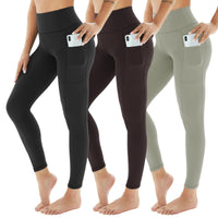 1 x RAW Customer Returns AMIYOYO Sports Leggings Women with Pocket High Waist Leggings Opaque Sports Pants Tummy Control Sports Leggings Long Stretchy Pants Yoga for Gym Fitness 3 Pack - RRP €36.99