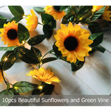 1 x RAW Customer Returns Fielegen Pack of 2 Artificial Sunflower Garland Fairy Lights, 4.5 m 60 LED Silk Sunflower Tendrils Battery Operated Fairy Lights for Indoor Bedroom Holiday Wedding Party Garden Decoration - RRP €18.25