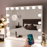 1 x RAW Customer Returns Hansong Hollywood mirror with lighting Make up mirror with lighting and USB output Illuminated makeup mirror 15 LED lamps - RRP €121.0