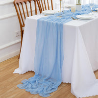 4 x RAW Customer Returns AOKSUNOVA table runner muslin wedding 4m x 80cm cheesecloth table runner decorative fabric light blue - RRP €80.64