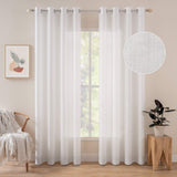 1 x RAW Customer Returns MIULEE Set of 2 Voile Curtain Sheer Linen Curtain with Eyelets Transparent Irregular Texture Curtain Eyelet Curtain Window Curtain 225 x 140 cm H x W Pure White - RRP €30.49