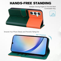 1 x RAW Customer Returns Oduio Phone Case for Samsung Galaxy A34 5G Case Premium PU Leather Flip Case Foldable Shockproof Magnetic with Card Slots and Stand Function Cell Phone Case, Dark Green Cat - RRP €21.6