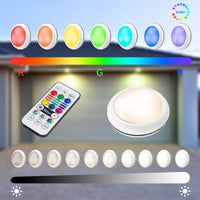 1 x RAW Customer Returns LEDGLE showcase lighting LED rechargeable 1000mAh, puck lights with remote control, LED cabinet lighting with 16 RGBW colors, LED spot lamp for bedroom, wardrobe, cabinet, 3 pieces - RRP €28.66