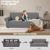 1 x RAW Customer Returns Ystyle sofa cover 3 seater with armrest, stretch sofa cover non-slip, modern sofa cover for dogs pets, breathable couch cover with elastic bottom, light gray - RRP €36.99