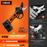 1 x RAW Customer Returns Kebtek Professional Electric Garden Shears, 16.8V Cordless Scissors for Garden, Pruning Shears with 2 Backup Batteries and EU Plug, with Brushless Motor 30 mm Cutting Diameter - RRP €161.34