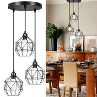 1 x RAW Customer Returns TAYNEVO pendant light dining table hanging lamp 3-light - vintage industrial hanging lamp black made of metal pendant lamp with cage lampshade for dining table dining room living room - RRP €46.58