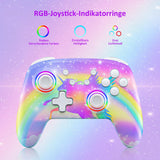 1 x RAW Customer Returns NexiGo Controller for Switch Switch Lite, Extra for Nintendo Switch Controller, Bluetooth with Vibration, Movement, Turbo and LED Light Violet Unicorn  - RRP €39.66