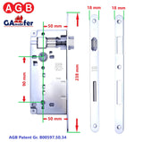 1 x RAW Customer Returns AGB Recessed Internal Door Lock PATENT LARGE series. Fr. 18x238, In. 90, En. 50, Qu. 8., LATCHBOLT KEY, MATT CHROME  - RRP €27.75