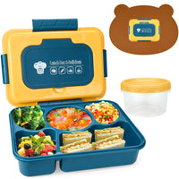 7 x Brand New twirush Kids Bento Box - Leak-proof lunch box with 5 compartments, 1600ml lunch box for adults and children with soup bowl and children s placemat for school work picnic travel blue  - RRP €46.2