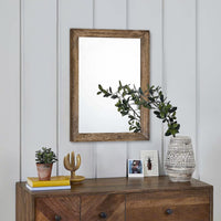 1 x RAW Customer Returns AAZZKANG Rustic Wooden Mirror Rectangular Decorative Wall Mirror with Frame Bedroom Living Room Bathroom Hanging Mirror Brown - RRP €26.65