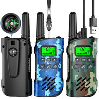 1 x RAW Customer Returns Inspireyes Walkie Talkie Kids Rechargeable, 48 Hours Working Time, Gifts for Boys Girls, Outdoor Hiking Camping, Gift for Boys and Girls, Integrated Compass, Set of 3 Camo - RRP €35.99