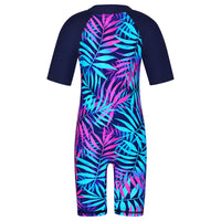 1 x RAW Customer Returns ZNYUNE Girls One Piece Swimsuit Sunscreen Children s Long Sleeve Swimsuit Dark Blue Short Sleeve 11-12 Years - RRP €24.0