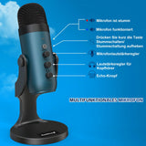 1 x RAW Customer Returns zealsound microphone PC, USB condenser microphone gaming for Mac mobile phone, PS4 5, studio microphones with mute gain echo, adapter for phone, for gaming, podcast, recordings, streaming, ASMR, YouTube, k66 Teal - RRP €43.36