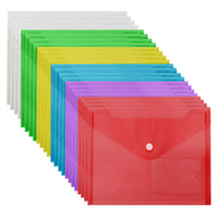 3 x RAW Customer Returns Belle Vous Set of 24 A5 Document Holders in Colorful Plastic - With Button Clasp and Card Holder - Storage Pouch for Home, Office and School - A5 Plastic Pouch for Documents and Envelopes - RRP €62.97