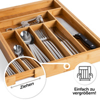 1 x RAW Customer Returns Blumtal cutlery tray made of 100 bamboo - size-adjustable kitchen drawer divider - cutlery organizer 5 to 7 compartments - pull-out drawer for kitchen drawers - kitchen cutlery organizer in medium - RRP €22.18