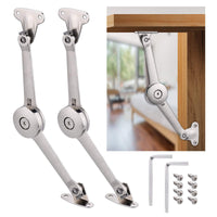 1 x RAW Customer Returns JIZZU 2 pieces soft close lid support hinges satin nickel folding hinge support 18 kg, folding lid of the cabinet support, with screws and Allen key for kitchen door, wardrobe - RRP €13.33