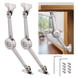 1 x RAW Customer Returns JIZZU 2 pieces soft close lid support hinges satin nickel folding hinge support 18 kg, folding lid of the cabinet support, with screws and Allen key for kitchen door, wardrobe - RRP €13.33