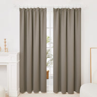 1 x RAW Customer Returns Deconovo opaque curtain with ruffle tape decoration style children s room winter, 260x140cm height x width , taupe, set of 2 - RRP €41.84