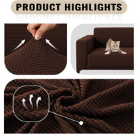 1 x RAW Customer Returns Jaotto 2 Seater Sofa Cover with Armrests Stretch Jacquard Sofa Slipcover Anti-scratch Non-slip Couch Cover with 2 Cushion Covers Pet Dog Chair Cover,Jacquard Reddish Brown - RRP €19.67