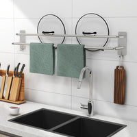 1 x RAW Customer Returns JS Towel Holder Without Drilling SUS304 Stainless Steel Towel Holder Wall 80CM Double Bar Towel Rail Towel Rack with 2 Hooks, Multifunctional Bath Towel Holder Bathroom Self-Adhesive - RRP €40.4