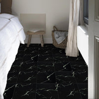 6 x Brand New Elffloor PVC floor covering self-adhesive, floor tiles self-adhesive bathroom vinyl floor self-adhesive for kitchen living room bedroom waterproof adhesive tiles marble effect black 30 x 30 cm 10 pieces 1 mm - RRP €162.6