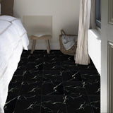 9 x Brand New Elffloor PVC floor covering self-adhesive, floor tiles self-adhesive bathroom vinyl floor self-adhesive for kitchen living room bedroom waterproof adhesive tiles marble effect black 30 x 30 cm 10 pieces 1 mm - RRP €243.9