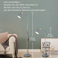 1 x RAW Customer Returns LALISU Floor Lamp Industrial Living Room Rustic Farmhouse Reading Lamp with Metal Lampshade, Classic Modern Floor Lamp with E27 LED Warm White Bulb for Living Room, Bedroom, Office Grey  - RRP €49.99