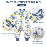 1 x RAW Customer Returns Baby Sleeping Bag with Legs and Winter Warm Lining, Detachable Sleeves, Unisex Pajamas for Girls and Boys, Blue Plane, 6-18 Years Baby Height 75-85cm  - RRP €27.58