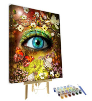 1 x Brand New TISHIRON DIY Paint by Numbers for Adults, Color Eye Paint by Numbers, Flowers and Butterfly Paint by Numbers Kits on Canvas with Brushes and Acrylic Pigment, 16X20 Inch with Frame - RRP €40.33