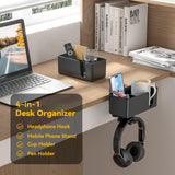 1 x RAW Customer Returns KDD 4 in 1 Drinks and Headphone Holder Desk - Headset Holder Under Table - Headphone Stand 360 Rotatable with Removable Bottle Holder Pen Holder Organizer for Mug Cup Cell Phone - RRP €11.77